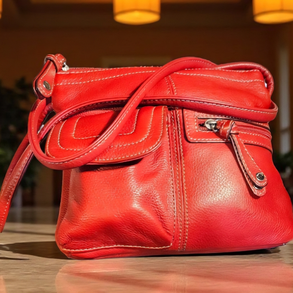 Vintage Tiganello Pebbled Leather Crossbody Bag Nice - Picture 2 of 7